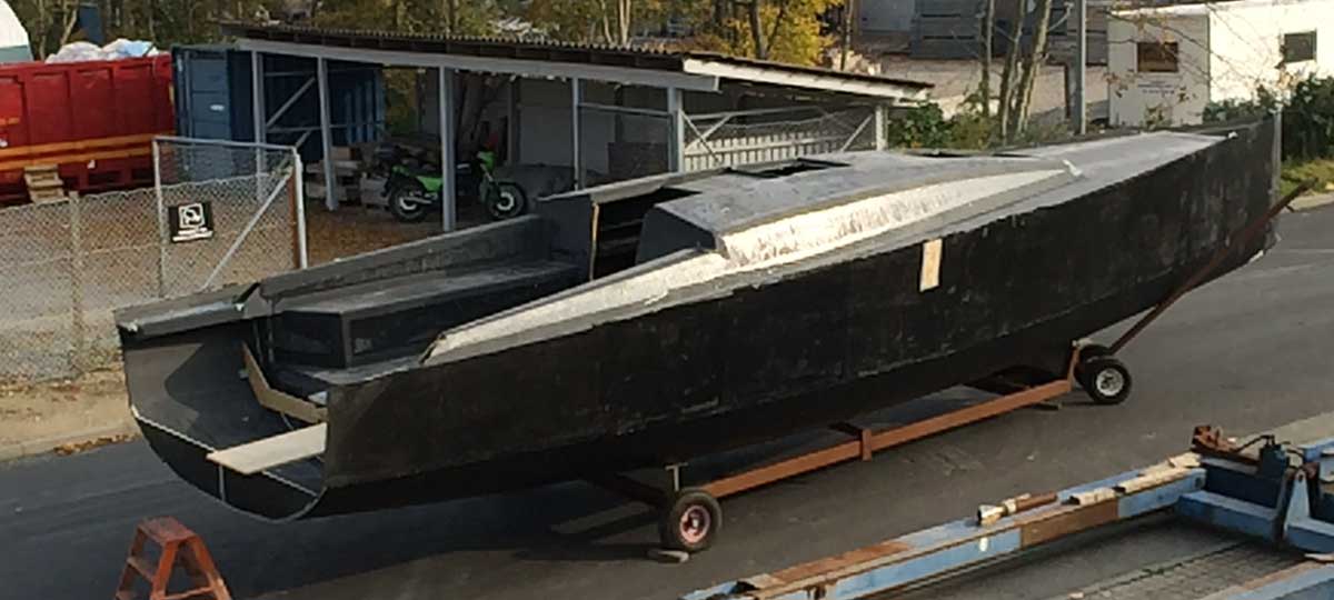 Frostboxens skrog under bygning på værftet.